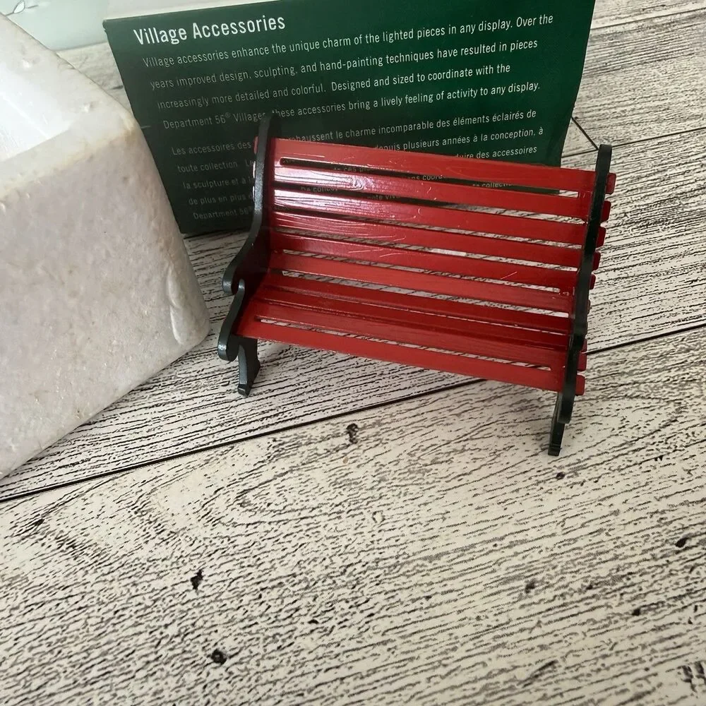 Dept 56 RED WROUGHT IRON PARK BENCH General Village 56.56445